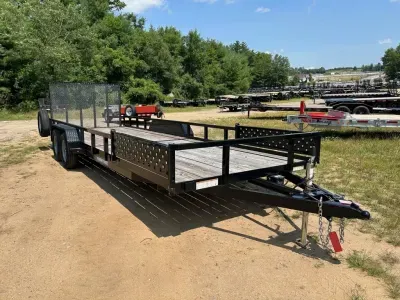 2024 Sure-Trac 7x22 Powder Coated 7K Tube Top ATV/Utility Trailer w/Side Load Ramp