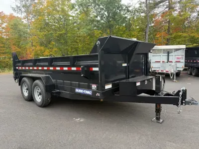 2023 Sure-Trac 7x14 Powder Coated 14K Low Profile Scissor Lift Dump Trailer w/Tarp Kit