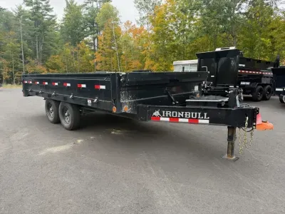 2026 Iron Bull 8x16 Powder Coated 15K Deckover Dump Trailer w/Fold Down Sides & Ramps