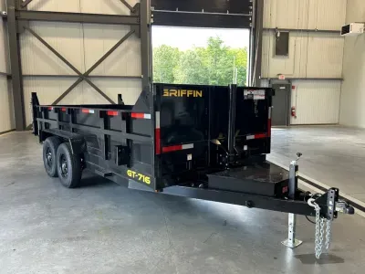 2026 Griffin 7x16 Powder Coated 14K Telescopic Dump Trailer w/Ramp Kit