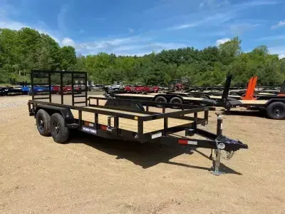 2027 Sure-Trac 7x16 Powder Coated 10K Landscape Trailer w/Spring Assist Ramp Gate