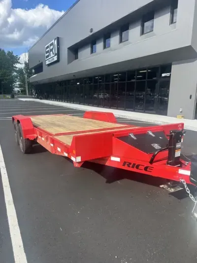2026 Rice 7x16+4 Powder Coated 14K Partial Tilt Equipment Trailer w/D-Rings & Toolbox