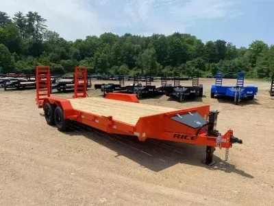 2026 Rice 7x20 Powder Coated 10k Equipment Equipment Trailer w/Spring Assist Ramps