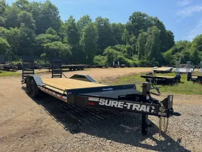 2026 Sure-Trac 8.5x17+3 Powder Coated 17.6K Pro-Series Full Width Equipment Trailer w/Stand-Up Ramps
