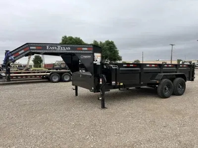 East Texas Trailers 83X16 (14K) Gooseneck Dump - Spreader Gate - 7 Gauge Floor