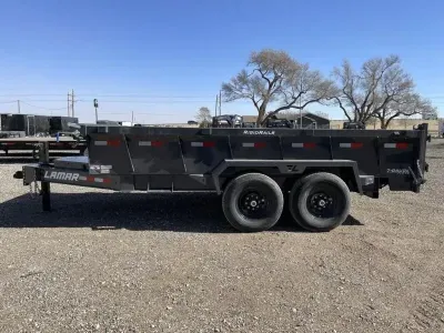 Lamar 83X14 Low-Profile Heavy Duty (14K) Dump Trailer - 6" Cylinder - 12" Centers