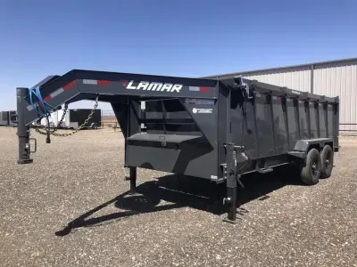 Lamar 83X16 Heavy Duty (14K) Gooseneck Dump Trailer - 4ft Sides - 6" Cylinder