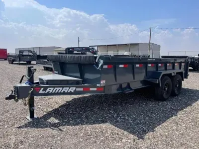  Lamar 83X16 Low-Profile Heavy Duty (14K) Dump Trailer - 6" Cylinder - 12" Centers 