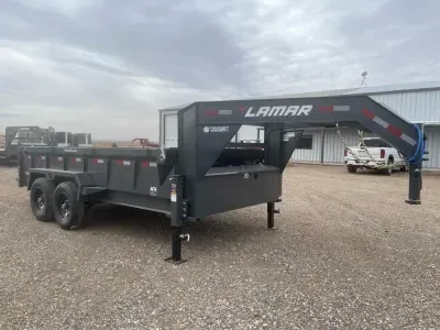  Lamar 83X14 (14K) Gooseneck Dump Trailer - 6" Cylinder - 12" Centers - Rigid Rail 