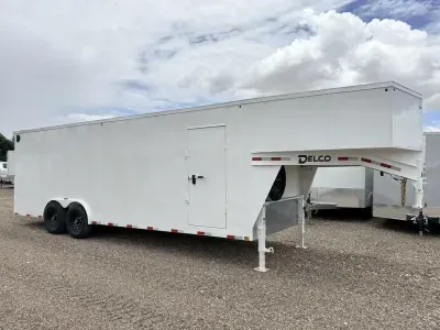  Delco 8X24 Steel Enclosed Cargo Trailer - 7K Axles - Dual Jacks - 2 Lights 