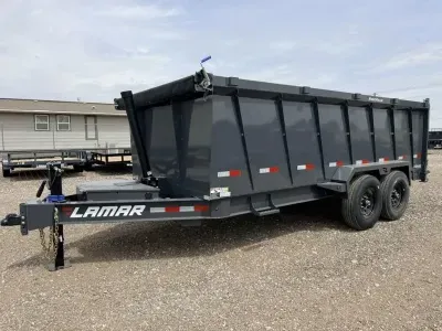  Lamar 83X16 Telescopic Dump Trailer - 14ply Tires - Solar Charger - 4ft Sides 