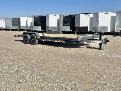 Lamar 83X22 Heavy Duty Wood Floor Equipment Hauler - 7,000lb Axles - Rear Jacks