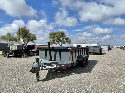 Lamar 83X14 - 3ft Sided - Telescopic Dump Trailer - 12" Centers - Support Jacks